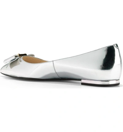 Shop Cole Haan Tali Bow Skimmer Flat In Argento Leather