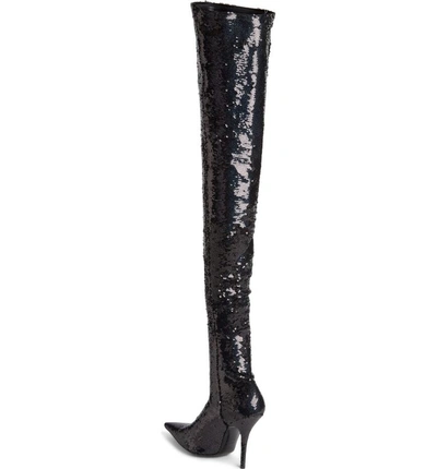 Shop Balenciaga Sequin Over The Knee Boot In Black