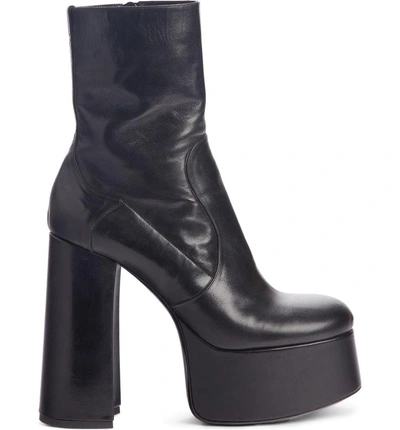 Shop Saint Laurent Billy Kangaroo Leather Platform Boot In Black Leather