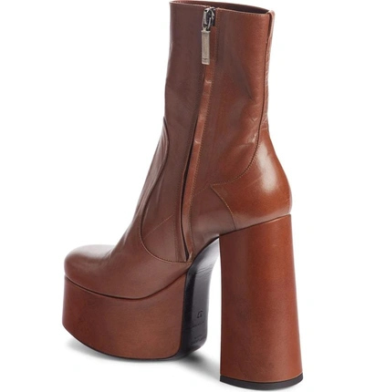 Shop Saint Laurent Billy Kangaroo Leather Platform Boot In Dark Brown Leather