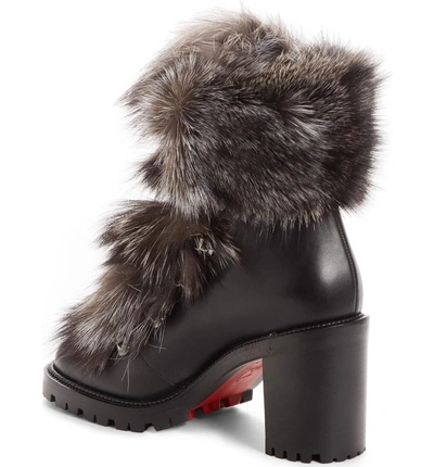 Fanny Leather Fur-Trim Red Sole Combat Boot