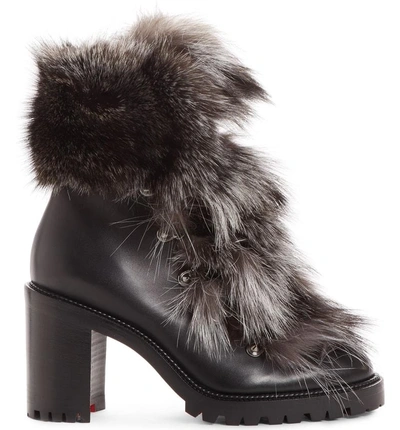 Shop Christian Louboutin Fanny Genuine Fur Boot In Black/ Grey