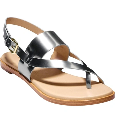 Shop Cole Haan Anica Sandal In Pewter Metallic Leather