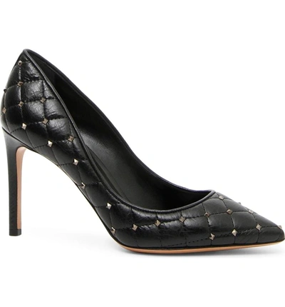 Shop Valentino Spike Quilted Pump In Black