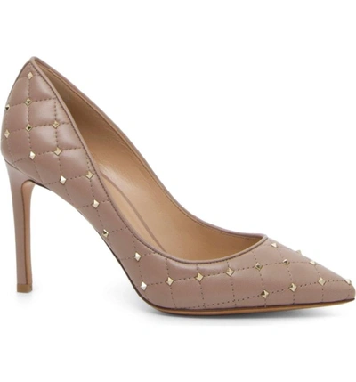 Shop Valentino Spike Quilted Pump In Poudre