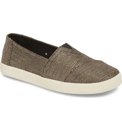 Shop Toms Avalon Slip-on Sneaker In Black Metallic Woven