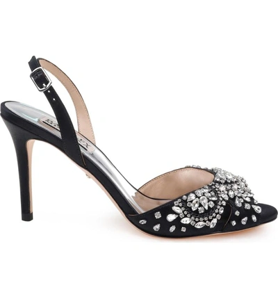 Shop Badgley Mischka Paula Sandal In Black Satin