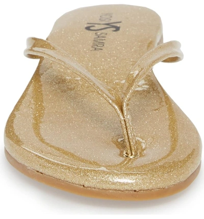 Shop Yosi Samra Rivington Flip Flop In Gold Glitter Patent Leather