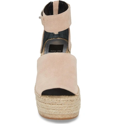Shop Dolce Vita Straw Wedge Espadrille Sandal In Blush