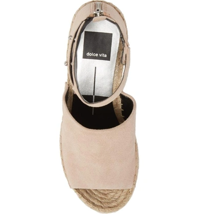 Shop Dolce Vita Straw Wedge Espadrille Sandal In Blush