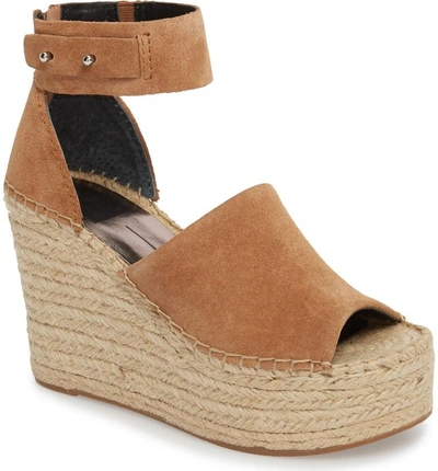 Shop Dolce Vita Straw Wedge Espadrille Sandal In Dark Saddle