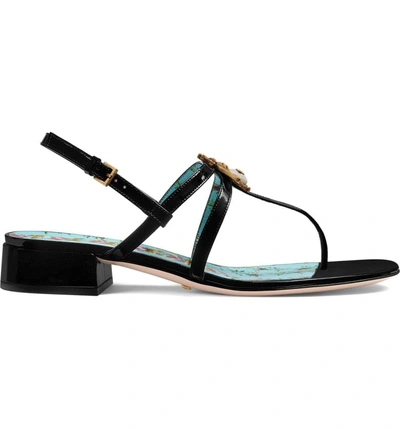 Shop Gucci Bee Thong Sandal In Black