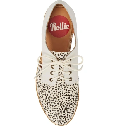 Shop Rollie Side Cut Derby In Snow Leopard/ White Leather