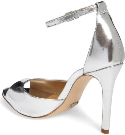 Shop Schutz Saasha Lee Ankle Strap Sandal In Silver Leather