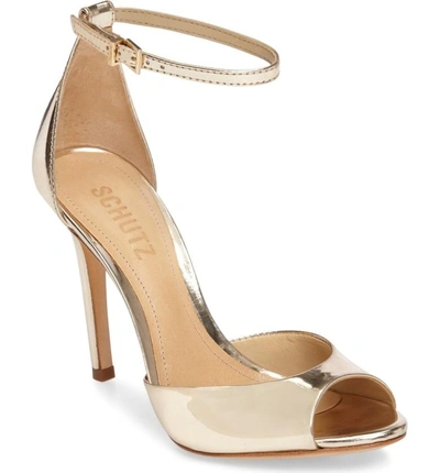 Shop Schutz Saasha Lee Ankle Strap Sandal In Gold Leather