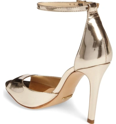 Shop Schutz Saasha Lee Ankle Strap Sandal In Gold Leather