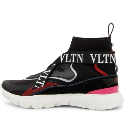 Shop Valentino Heroes High Top Sneaker In Black/ Silver/ Pink