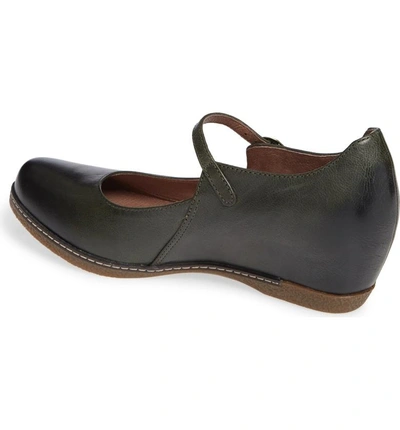 Shop Dansko Loralie Mary Jane Wedge In Moss Burnished Leather