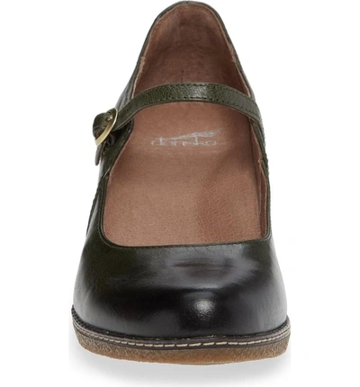 Shop Dansko Loralie Mary Jane Wedge In Moss Burnished Leather