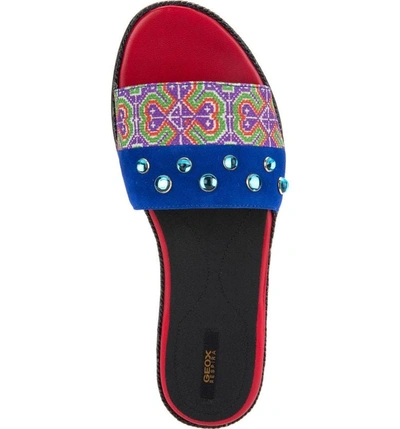 Shop Geox Kolleen Slide Sandal In Royal Suede