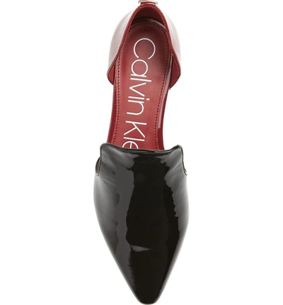 Shop Calvin Klein Edona Loafer Flat In Black/ Red Rock Patent