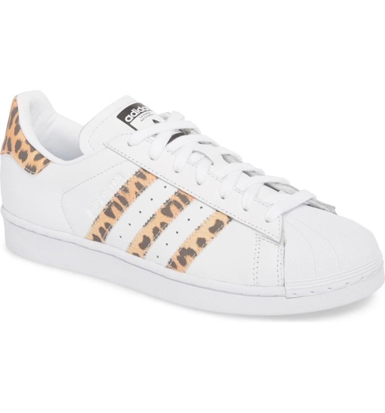 adidas originals superstar trainers with leopard print trim