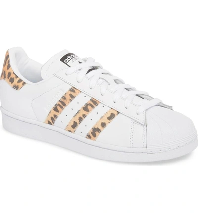 предсказател отидете на разглеждане място Adidas Originals Superstar Leopard Print-trimmed Leather Sneakers In White  | ModeSens