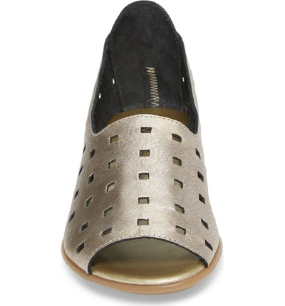 Shop Sesto Meucci 'evonne' Cutout Open-toe Flat In Platino Leather