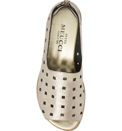 Shop Sesto Meucci 'evonne' Cutout Open-toe Flat In Platino Leather