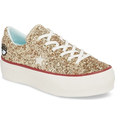 Shop Converse X Chiara Ferragni One Star Glitter Platform Sneaker In Gold