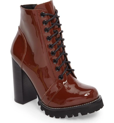 Shop Jeffrey Campbell 'legion' High Heel Boot In Brown Patent Leather