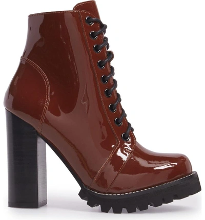 Shop Jeffrey Campbell 'legion' High Heel Boot In Brown Patent Leather