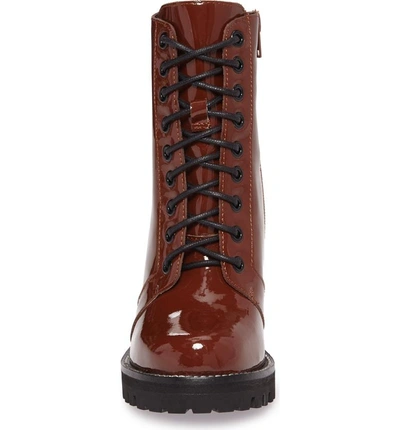 Shop Jeffrey Campbell 'legion' High Heel Boot In Brown Patent Leather