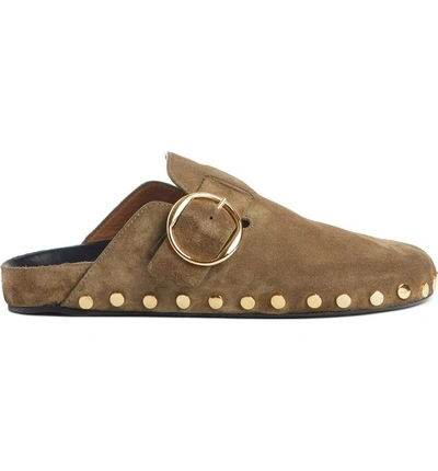 Shop Isabel Marant Flat Mirvin Studded Buckle Mule In Taupe