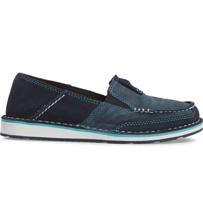 Shop Ariat Cruiser Slip-on Loafer In Navy Eclipse/ Blue Zebra Suede