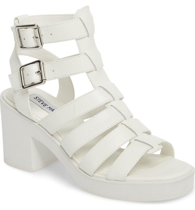 steve madden platform sandals white