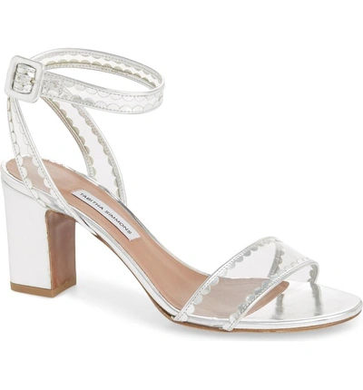 Shop Tabitha Simmons Leticia Clear Ankle Strap Sandal In Silver
