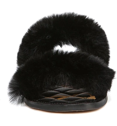 Shop Sam Edelman Griselda Faux Fur Slide Sandal In Black Faux Fur