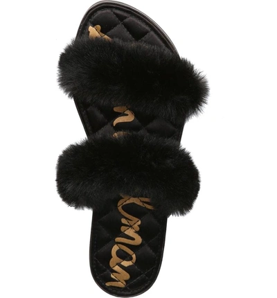 Shop Sam Edelman Griselda Faux Fur Slide Sandal In Black Faux Fur