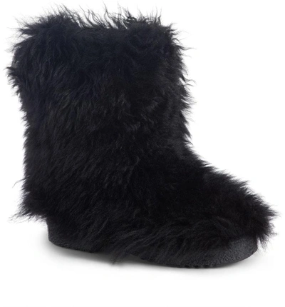 Shop Saint Laurent Genuine Shearling Boot In Black
