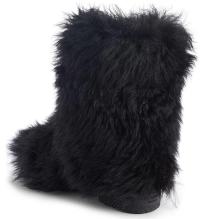 Shop Saint Laurent Genuine Shearling Boot In Black