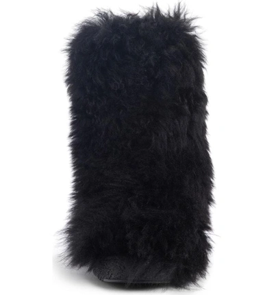 Shop Saint Laurent Genuine Shearling Boot In Black