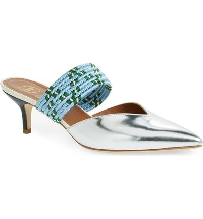 Shop Malone Souliers Maisie Banded Mule In Silver/ Blue