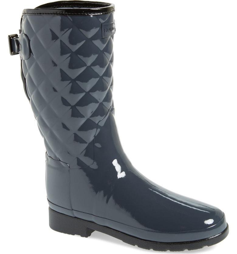 hunter quilted rain boots short