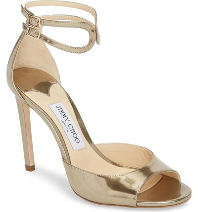 Shop Jimmy Choo Lane Ankle Strap Sandal In Gold