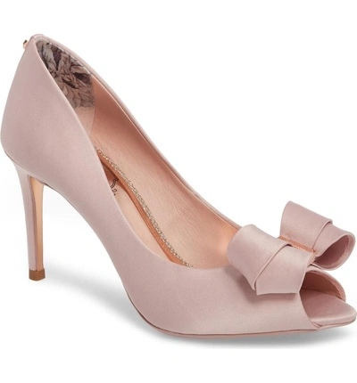 Shop Ted Baker Vylett Peep Toe Pump In Light Pink Satin