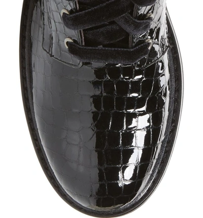 Shop Agl Attilio Giusti Leombruni Combat Boot In Black Croc Print Leather