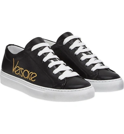 Shop Versace Vintage Logo Sneaker In Black/ Gold