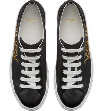 Shop Versace Vintage Logo Sneaker In Black/ Gold