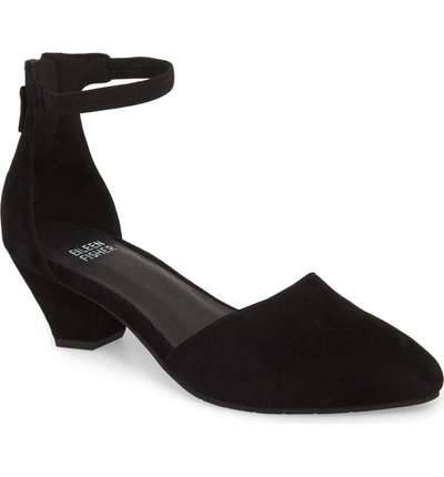 Shop Eileen Fisher Just Open Sided Pump In Black Suede